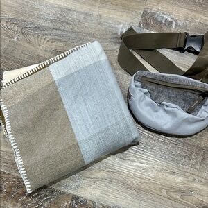 Stylish Gray and Brown Sweater poncho wrap and mini matching crossbody bag OS